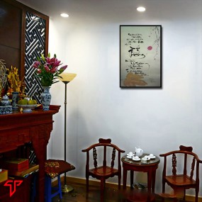 Tranh hình phật thư pháp chữ vô thường